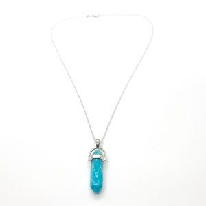 Ocean Blue Hexagonal Pendant Necklace